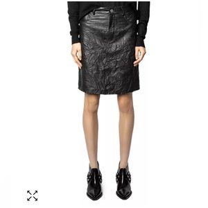 Zadig and Voltaire Juicer Crinkled Leather Skirt sz34